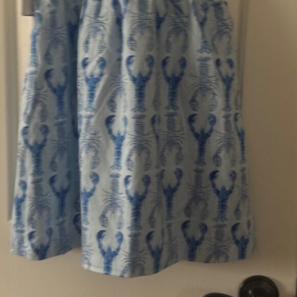 New Classic Prep Blue Hadley Dress Gingham Lobsters Print Smocked Dress Size 10 - Picture 10 of 12